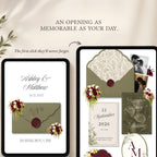 Sage Green Wedding Website with RSVP, Burgundy Floral Editable Canva Wedding Website