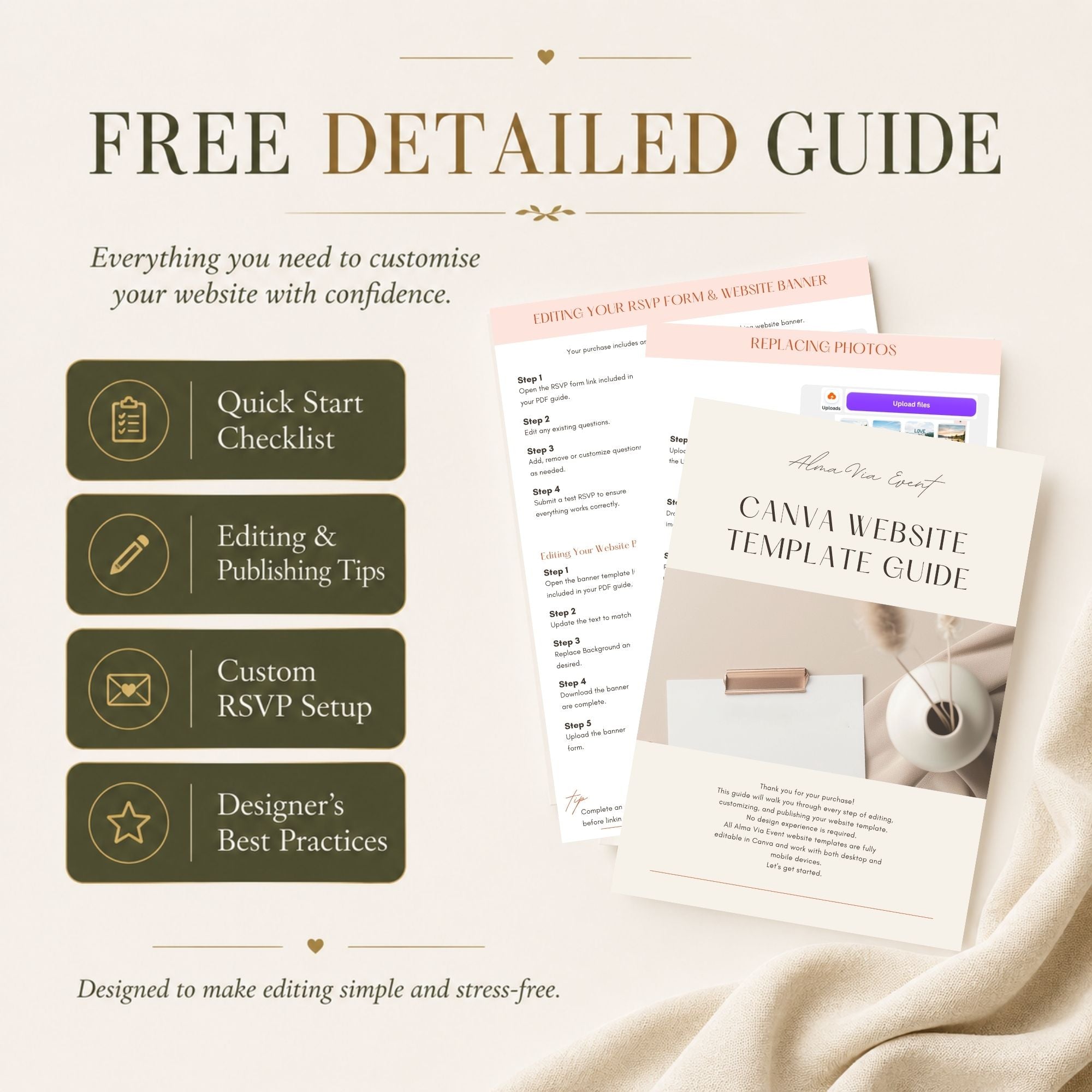 Overview of the A Baby Is Brewing baby shower website template features and customization options.