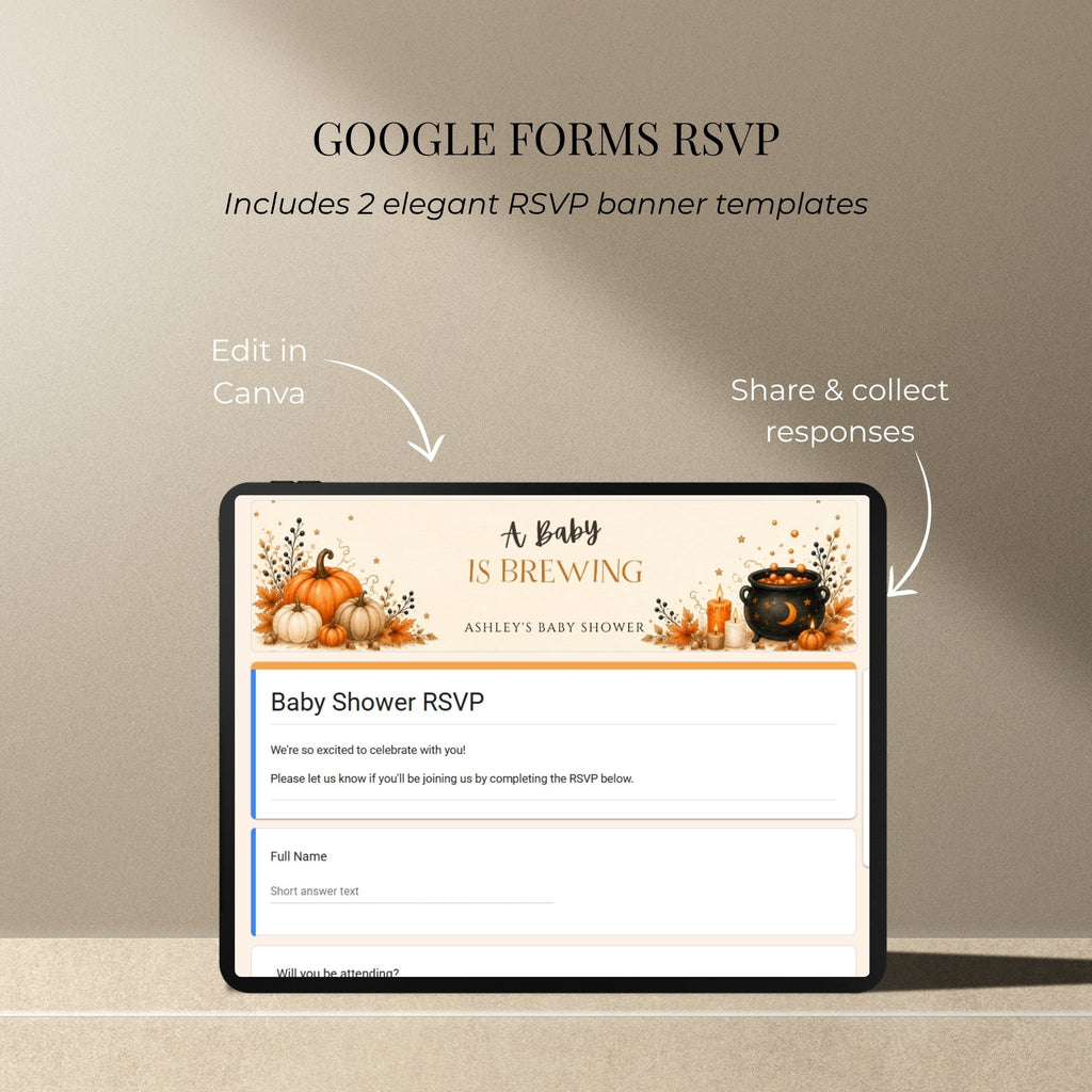 Baby shower RSVP website with integrated online guest response collection.