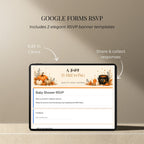 Baby shower RSVP website with integrated online guest response collection.