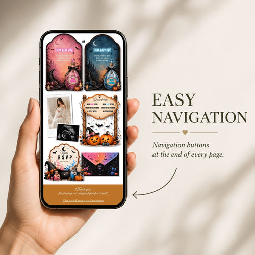 Mobile-friendly A Baby Is Brewing gender reveal website with simple navigation and RSVP access.
