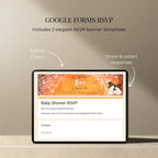 Baby shower RSVP website with integrated online guest response collection.