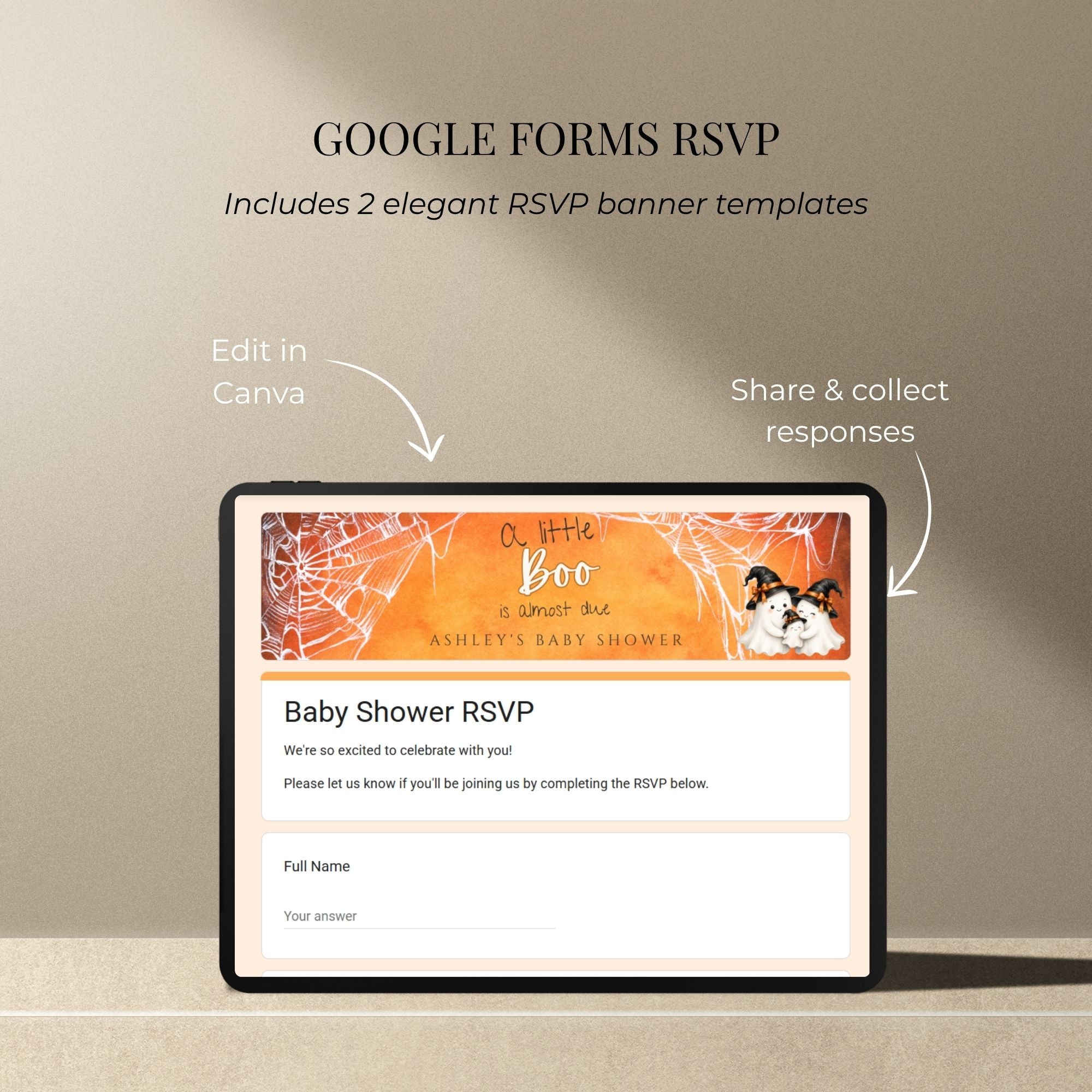 Baby shower RSVP website with integrated online guest response collection.