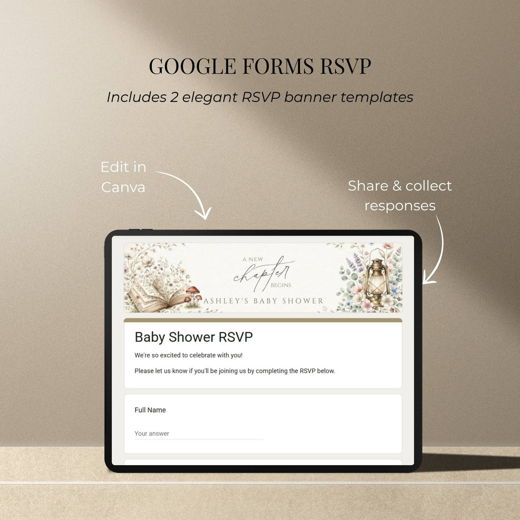 Baby shower RSVP website with integrated online guest response collection.