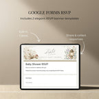 Baby shower RSVP website with integrated online guest response collection.