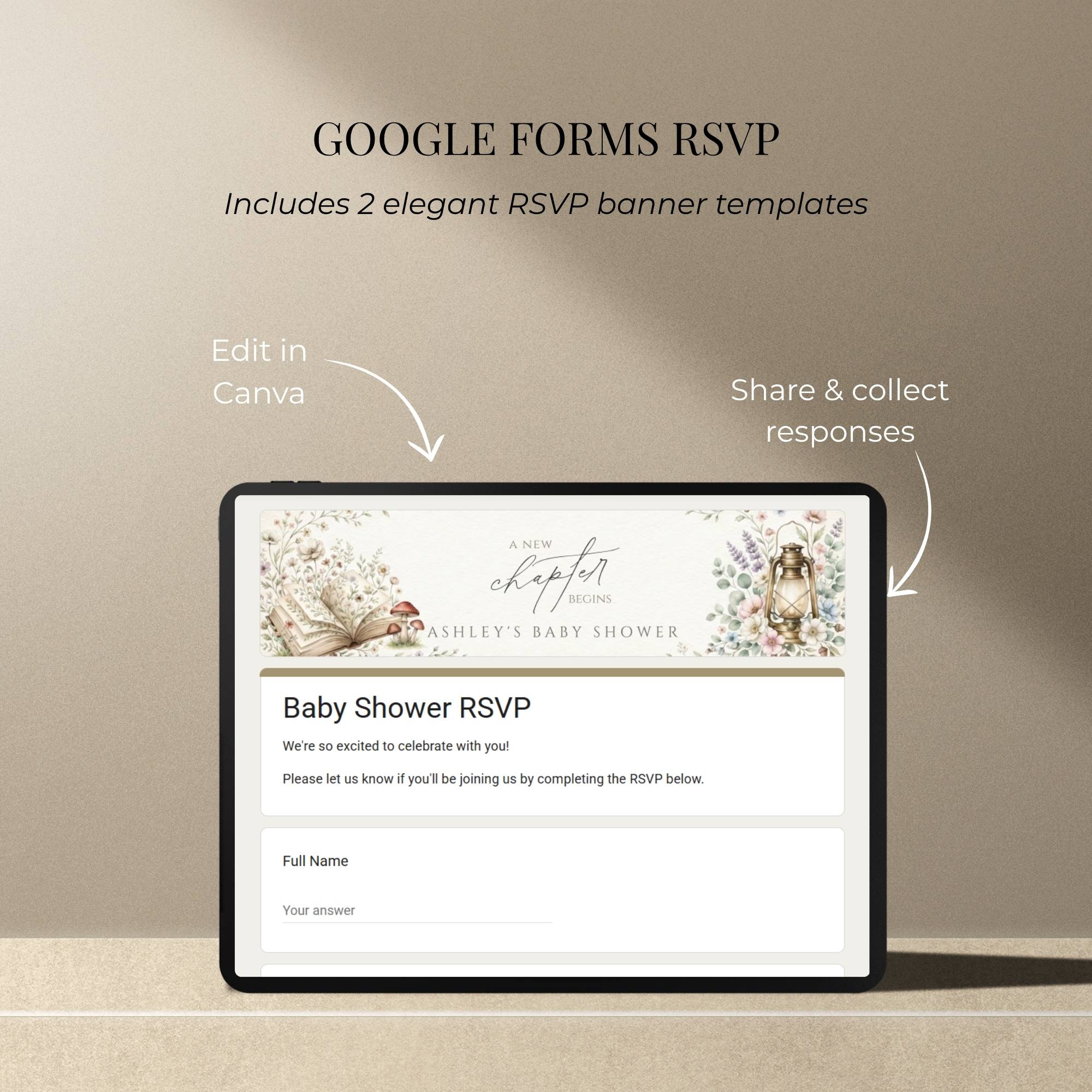 Baby shower RSVP website with integrated online guest response collection.