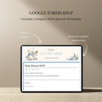 Baby shower RSVP website with integrated online guest response collection.