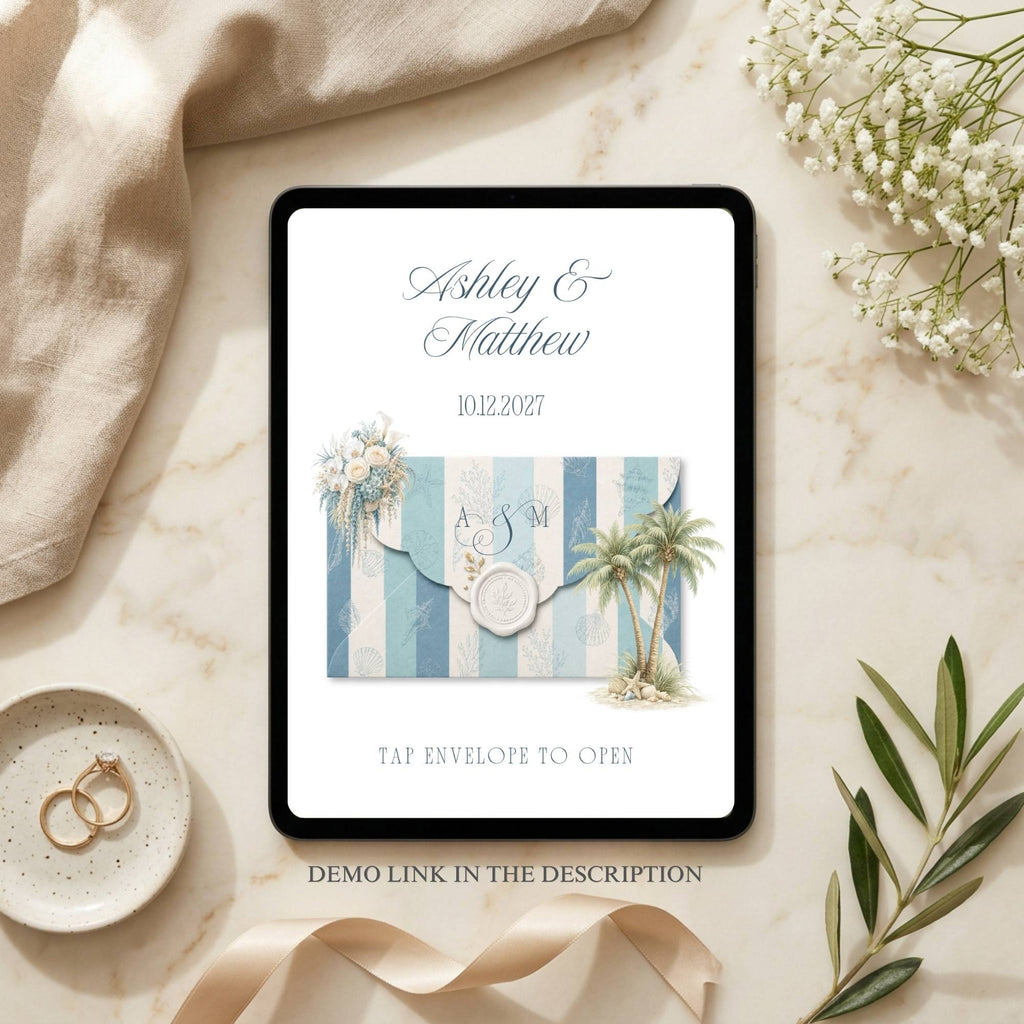 Google Forms RSVP template included with beach wedding website template