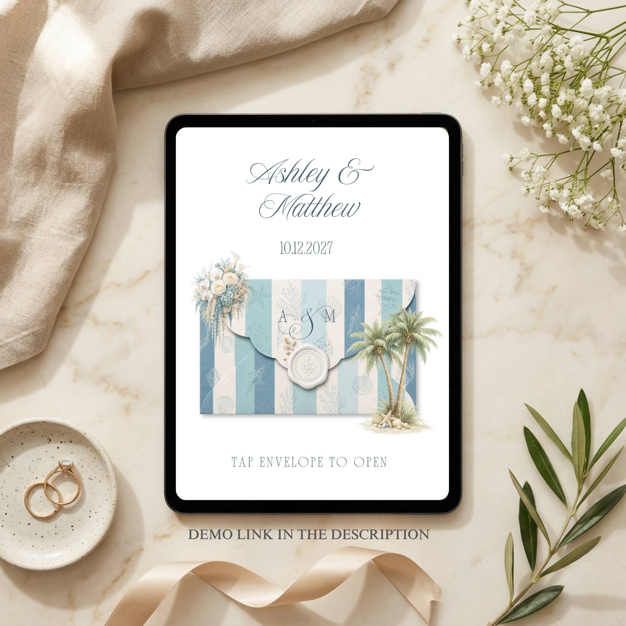 Google Forms RSVP template included with beach wedding website template