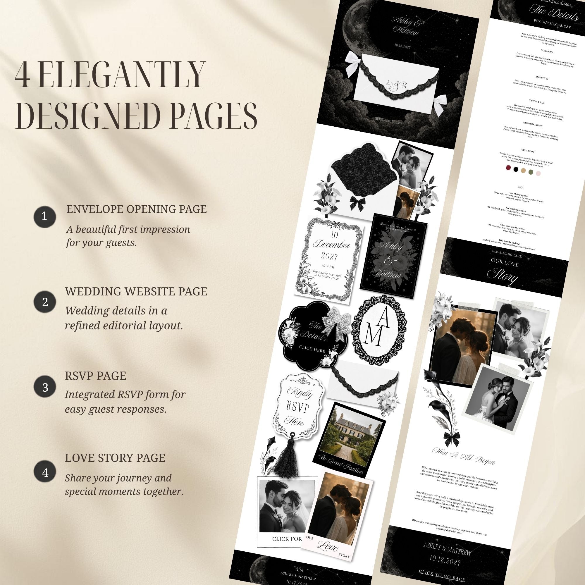 Wedding website template with optional live wedding countdown feature