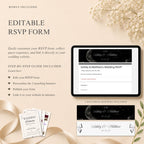 Black and ivory lace wedding invitation website displayed on desktop and mobile