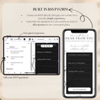 Black tie save the date RSVP website with customisable Google Forms guest response collection and RSVP management.