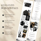 Interactive envelope opening page for black wedding website template