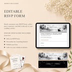 Wedding RSVP page template included with editable Canva wedding website