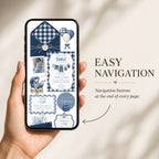 Mobile-friendly Blue Jean baby shower website with easy page navigation.