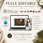 Brown Envelope Wedding Website Template, Canva Wedding Website with RSVP