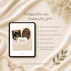 Interactive envelope opening save the date wedding website revealing personalised wedding details and photos.