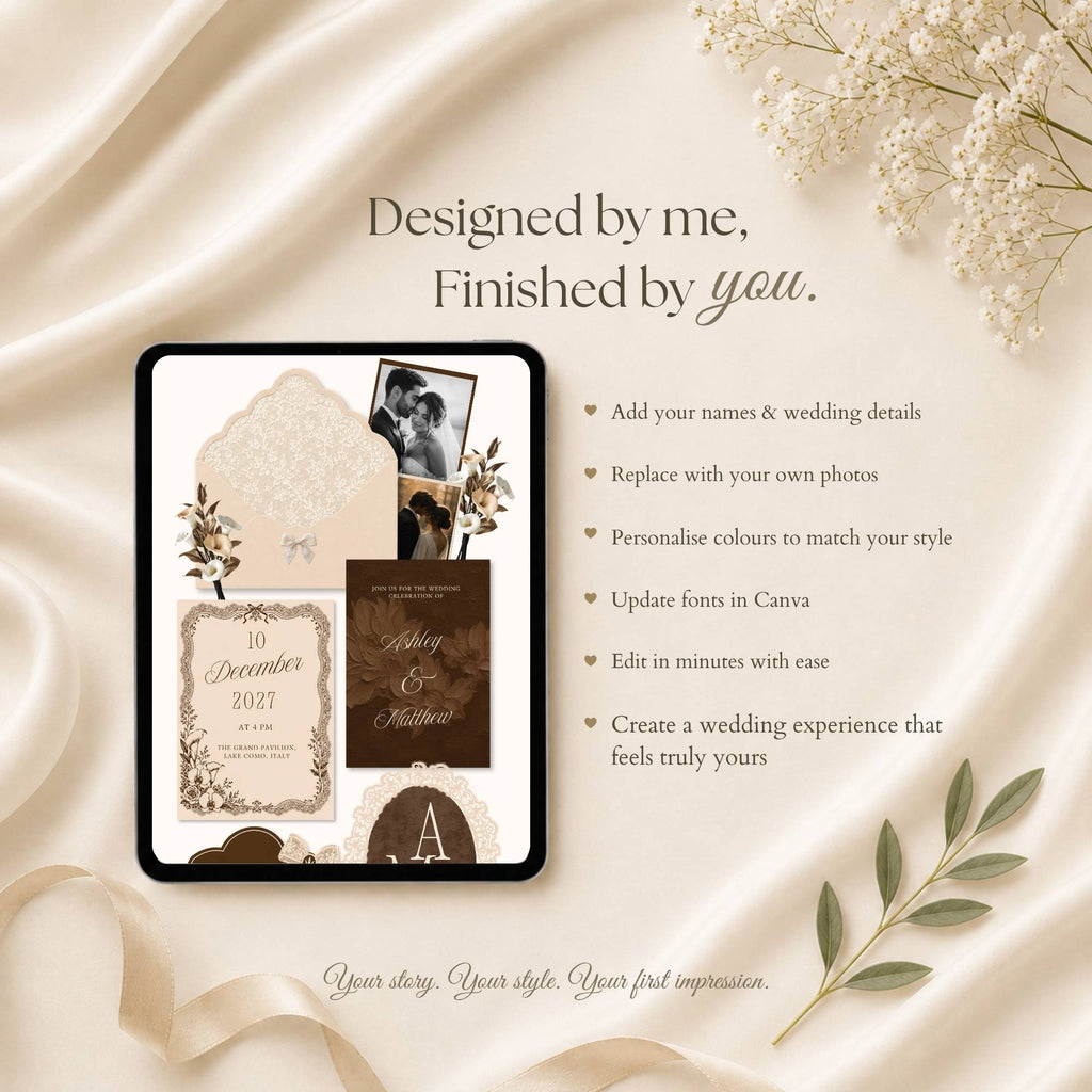 Wedding details page with ceremony reception and travel information