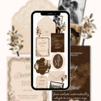 Love story page for brown wedding website template editable in Canva