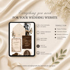 Mobile wedding website template with elegant brown floral design