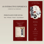 Save the date website template including countdown, music, photo booth, gallery, and wedding announcement pages.