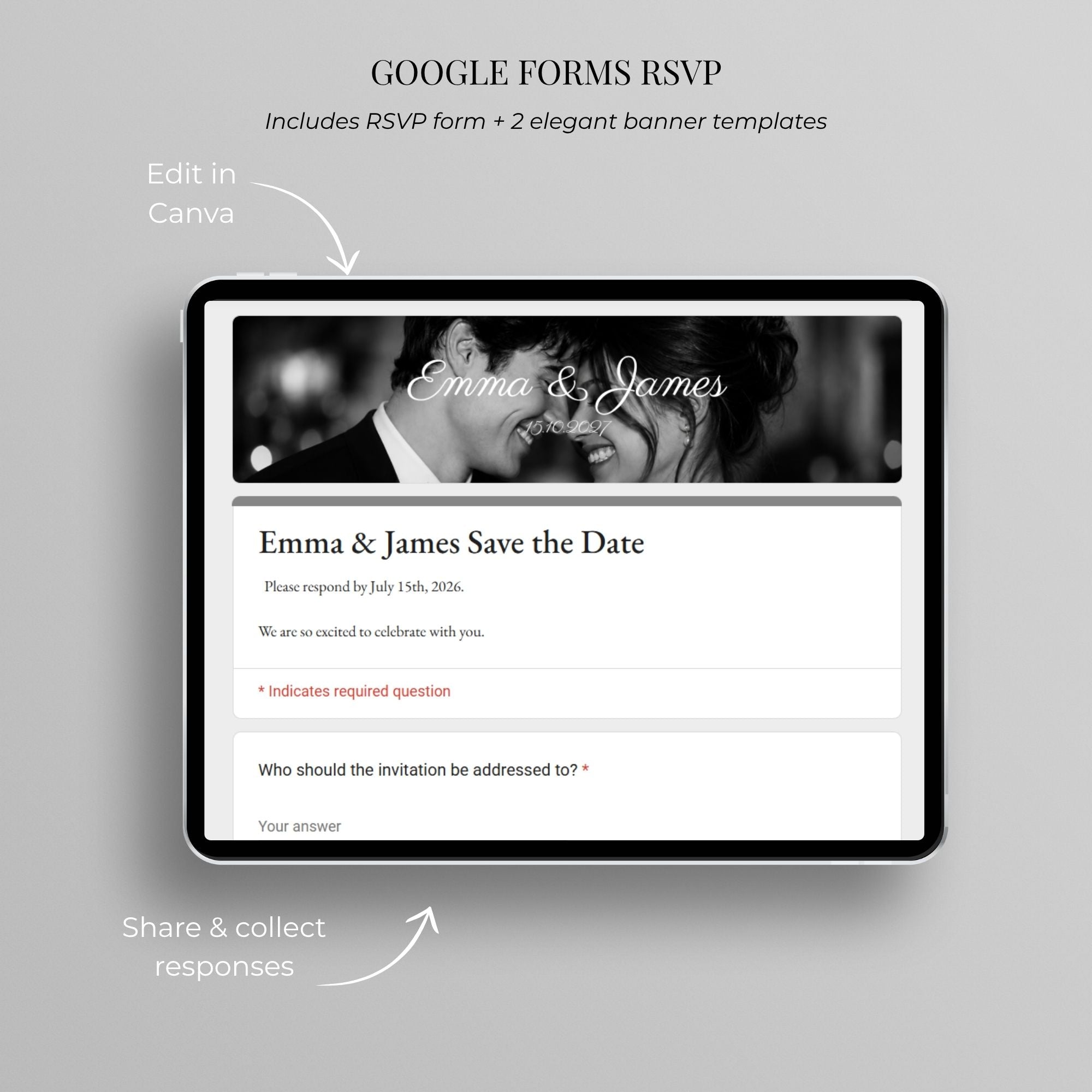 Burgundy save the date website with integrated online RSVP form, allowing guests to confirm their attendance through an elegant digital response page.