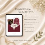 Interactive envelope opening save the date wedding website revealing personalised wedding details and photos.