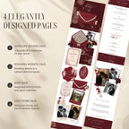 Interactive envelope opening page for burgundy wedding website template