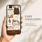 Cafe Bebe baby shower website displayed on a phone demonstrating easy mobile navigation between invitation sections.