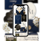 Editable Canva passport wedding website template for destination weddings.