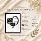 Interactive envelope opening page for celestial save the date wedding website