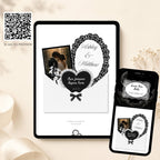 Mobile view of celestial save the date wedding website with moonlit background