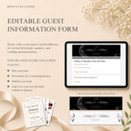 Lace-inspired celestial save the date wedding website template with black and white styling