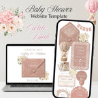 Cielito Lindo baby shower website with elegant neutral floral design and online RSVP.