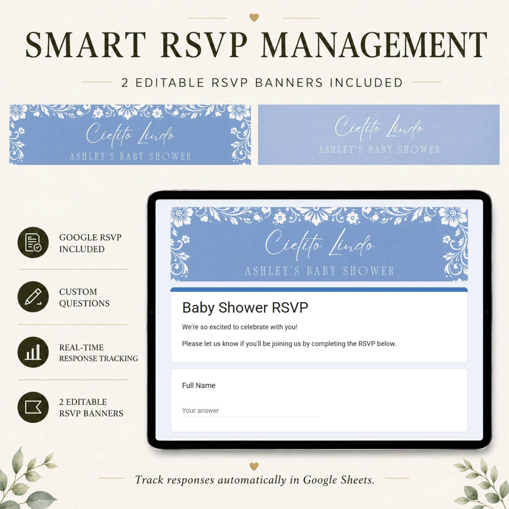 Online RSVP page for the Cielito Lindo boy baby shower website template.