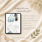 Wedding details page with ceremony reception and travel information for destination wedding guests