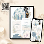 Coastal wedding website template with ocean inspired design and tropical details