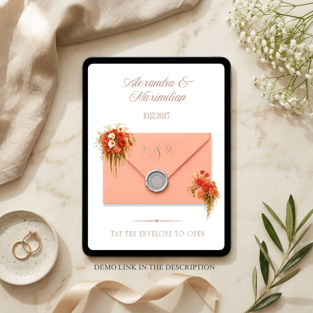 Google Forms RSVP template included with coral wedding website template