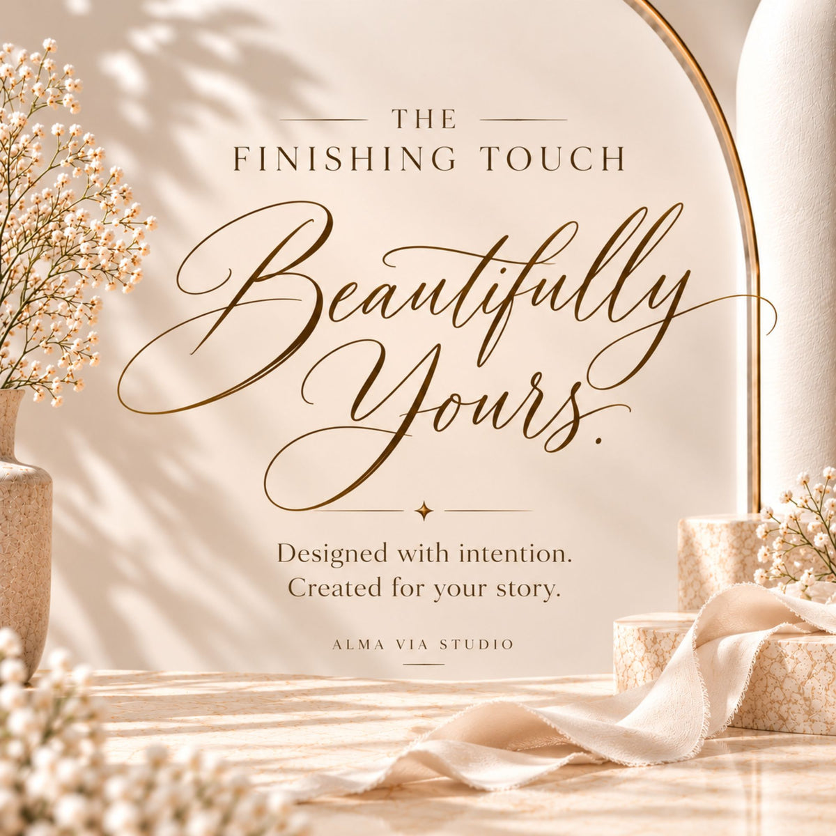 Alma Via Studio bespoke website design service creating elegant, personalised Canva websites for weddings, birthdays and special celebrations.