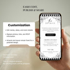 Fully editable Canva Death to My 20s birthday website with customisable name, age, party details, photos, fonts, colours and RSVP information.