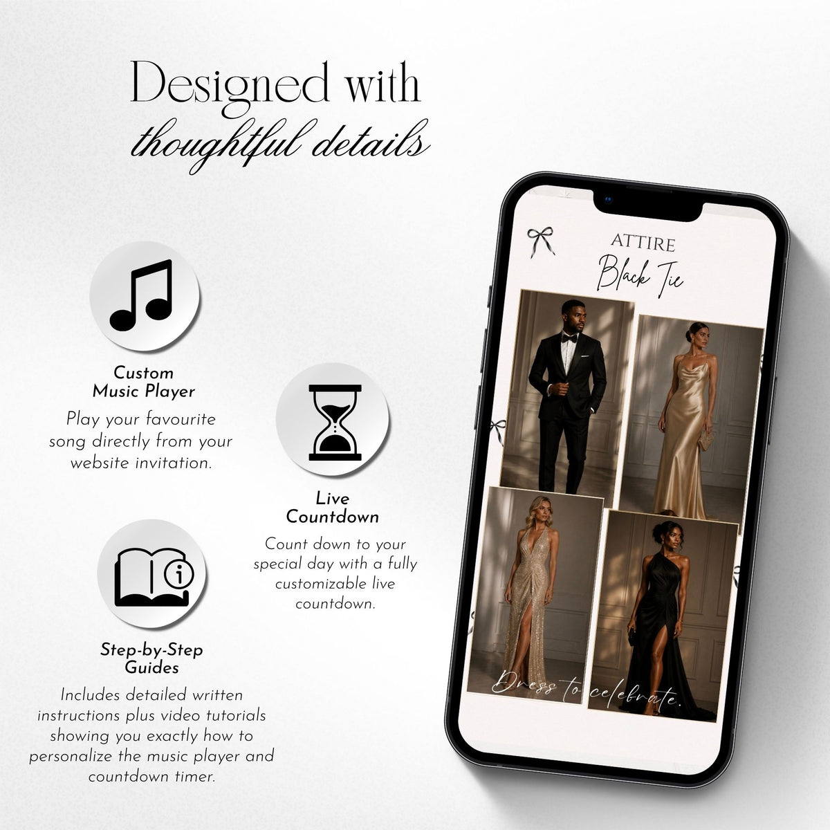 Death to My 20s Canva birthday website featuring custom music player, live countdown and step-by-step setup guides for an interactive invitation.