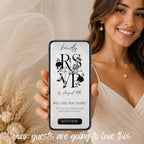 Death to My 20s birthday RSVP website featuring a mobile-friendly guest response form with black and white RIP to Her Twenties styling.
