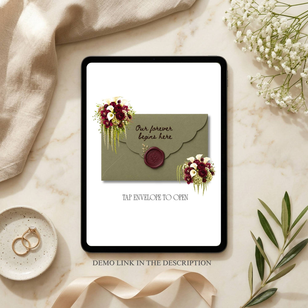 Digital save the date wedding website featuring RSVP form and floral accents