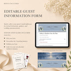 Dusty Blue wedding RSVP website page editable in Canva
