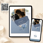 Mobile view of Dusty Blue Save The Date Wedding Website template