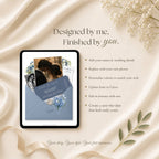 Dusty Blue wedding details page for online wedding website