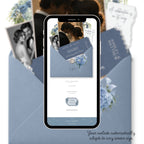 Dusty Blue floral wedding website template with RSVP