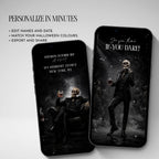 Spooky Halloween party video invitation displayed on a phone with mobile-friendly editable party details.