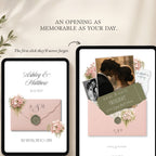 Romantic wedding save the date website featuring custom couple photography