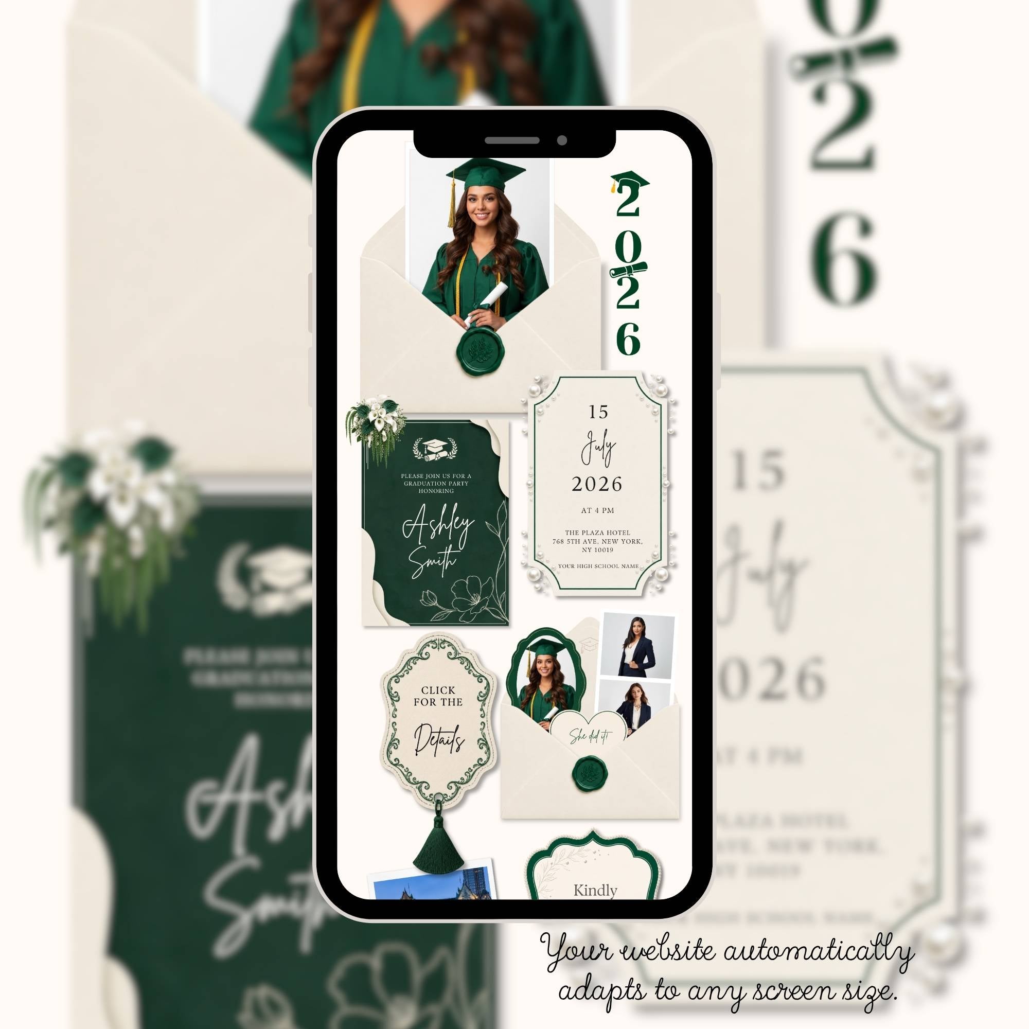 Mobile-friendly graduation website with simple navigation and RSVP access.